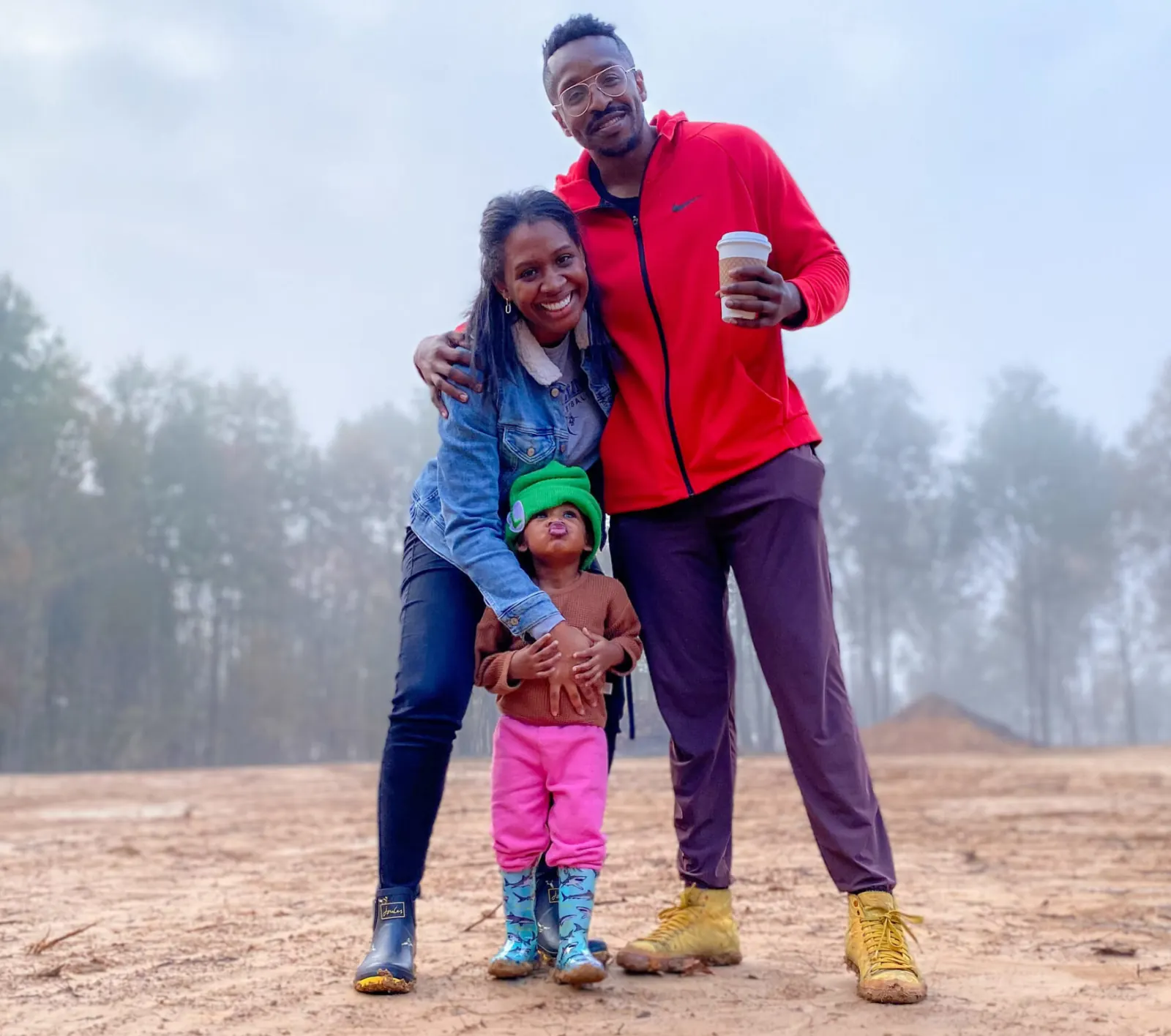 Janiece and family on their land